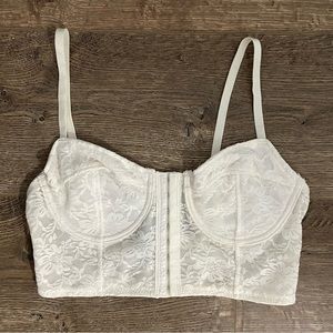 NWOT Bebe White Lace Bustier Top